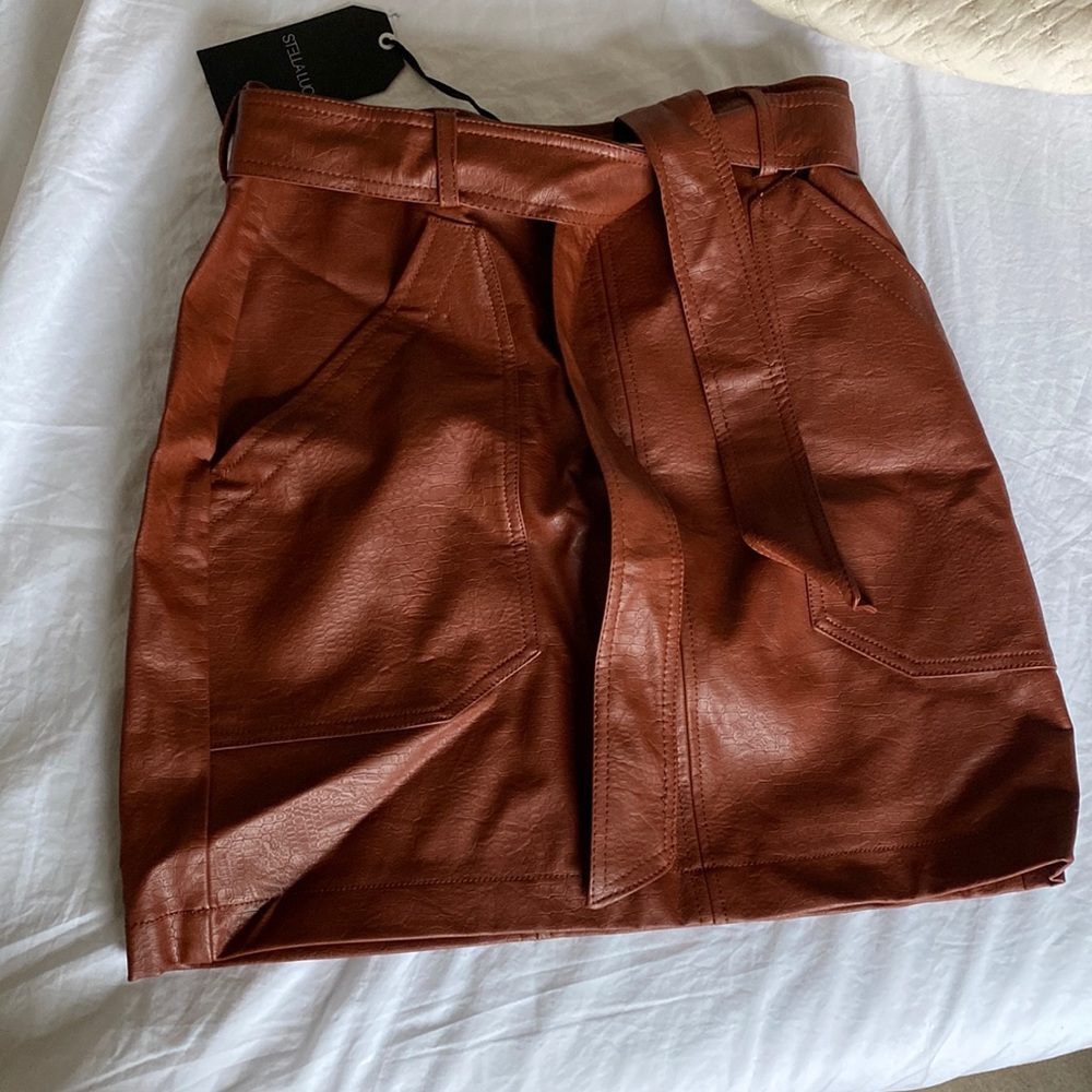 Brown leather skirt